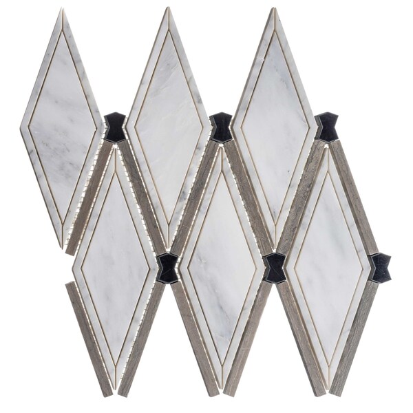 Andova Tiles SAMPLE-Valiant Diamond Shaped Glass and Stone Mosaic Wall Tile SAM-ANDVAL946 - main
